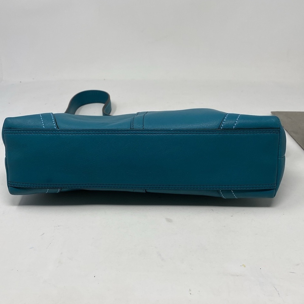 Vintage Y2K Coach Signature East West Demi Baguette Bag RARE Teal Blue color - Picture 9 of 16